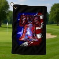 Cracked Liberty Bell Freedom America Golf Towel thumb 1