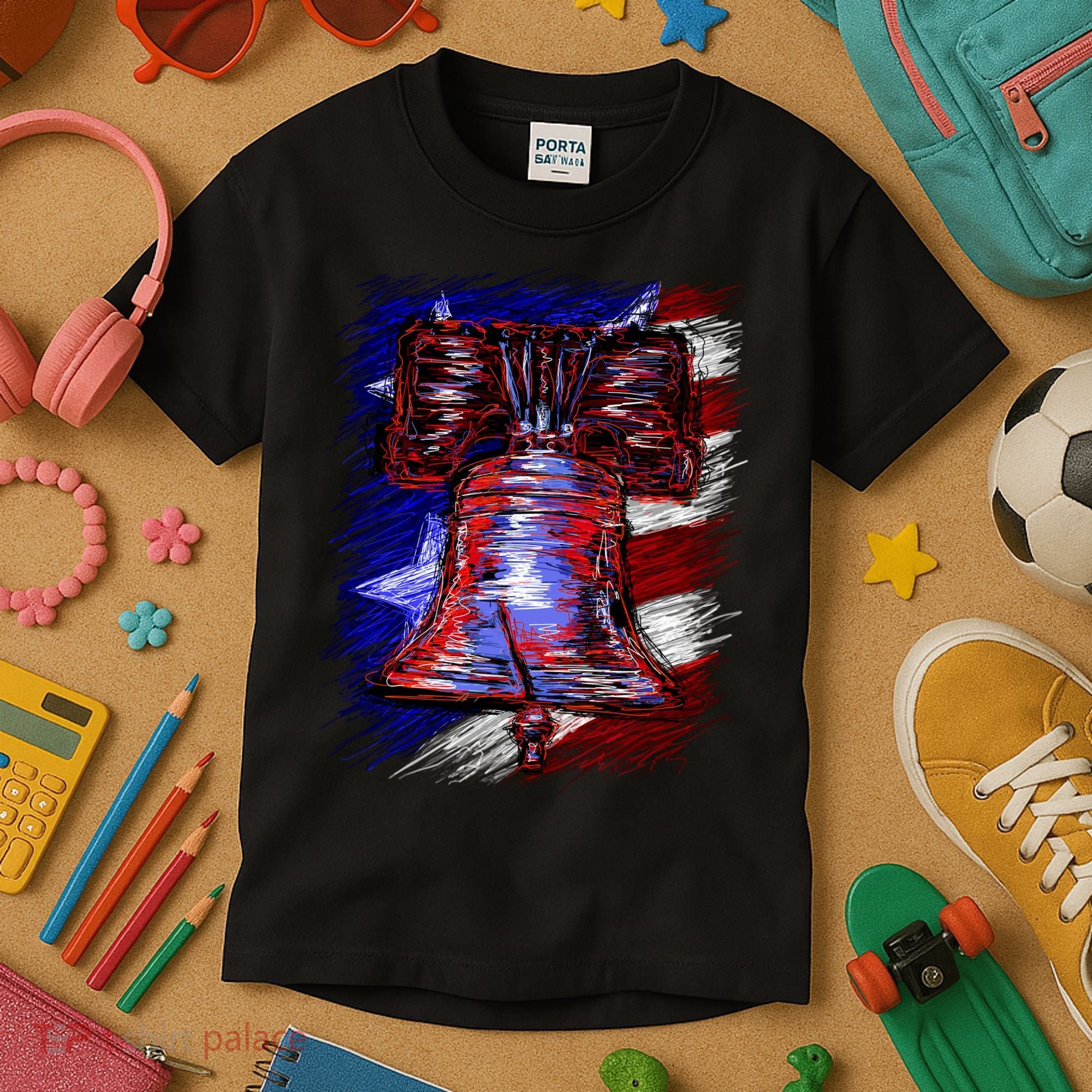 Cracked Liberty Bell Freedom America Kids T-Shirt