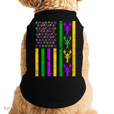 Crawfish Fleur-De-Lis Flag Mardi Gras Doggie Tank