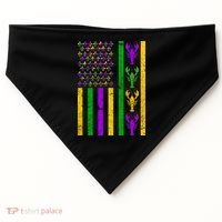 Crawfish Fleur-De-Lis Flag Mardi Gras USA-Made Doggie Bandana thumb 0