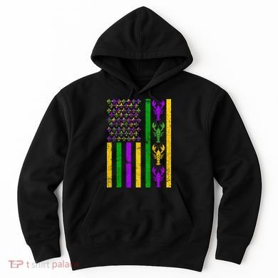 Crawfish Fleur-De-Lis Flag Mardi Gras Hoodie