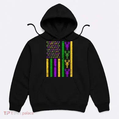 Crawfish Fleur-De-Lis Flag Mardi Gras Hoodie
