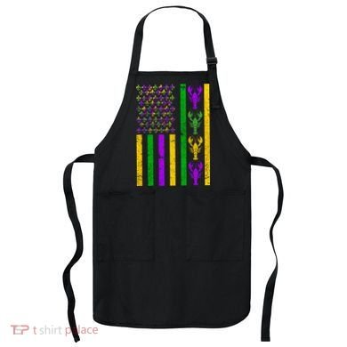 Crawfish Fleur-De-Lis Flag Mardi Gras Apron