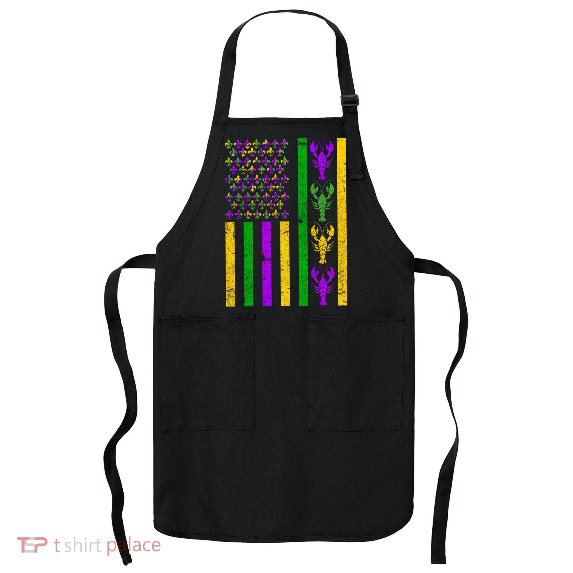 Crawfish Fleur-De-Lis Flag Mardi Gras Apron