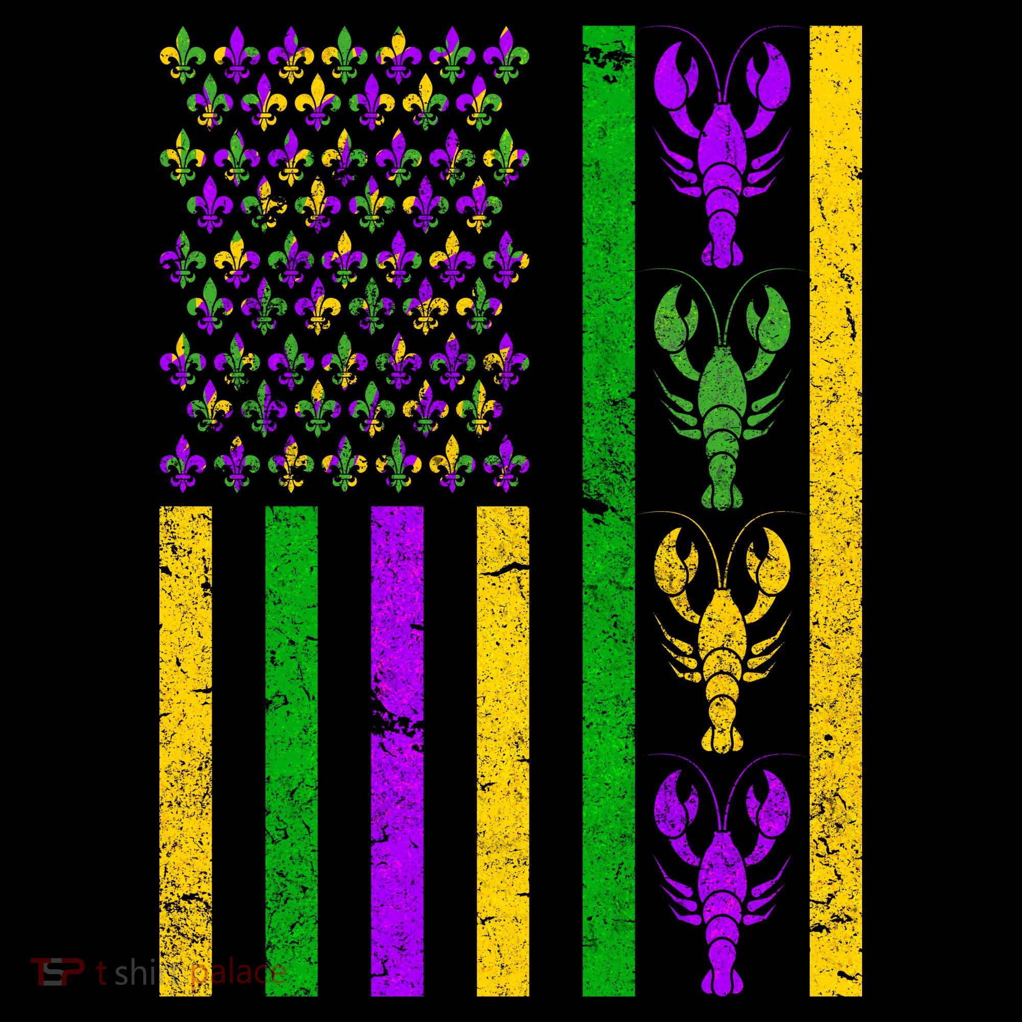 Crawfish Fleur-De-Lis Flag Mardi Gras Apron