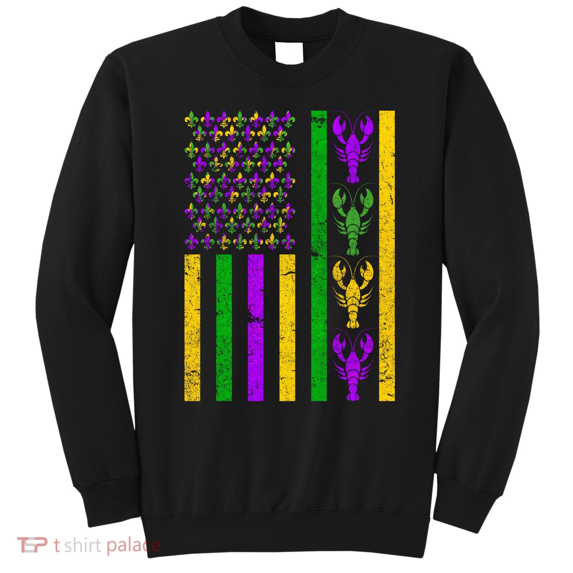 Crawfish Fleur-De-Lis Flag Mardi Gras Sweatshirt