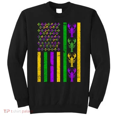 Crawfish Fleur-De-Lis Flag Mardi Gras Sweatshirt