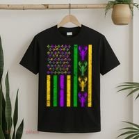 Crawfish Fleur-De-Lis Flag Mardi Gras T-Shirt thumb 2