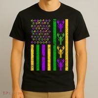 Crawfish Fleur-De-Lis Flag Mardi Gras T-Shirt thumb 3