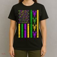 Crawfish Fleur-De-Lis Flag Mardi Gras T-Shirt thumb 4