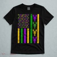 Crawfish Fleur-De-Lis Flag Mardi Gras T-Shirt thumb 5
