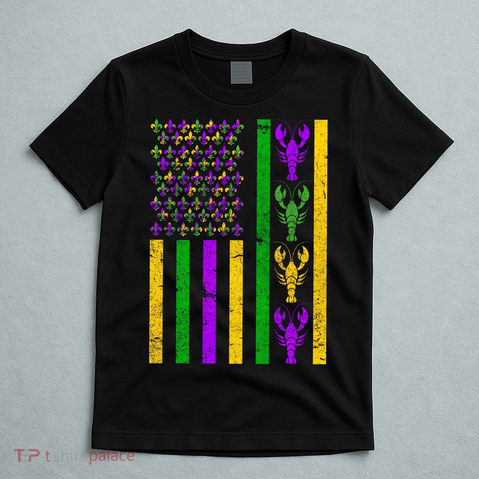 Crawfish Fleur-De-Lis Flag Mardi Gras T-Shirt
