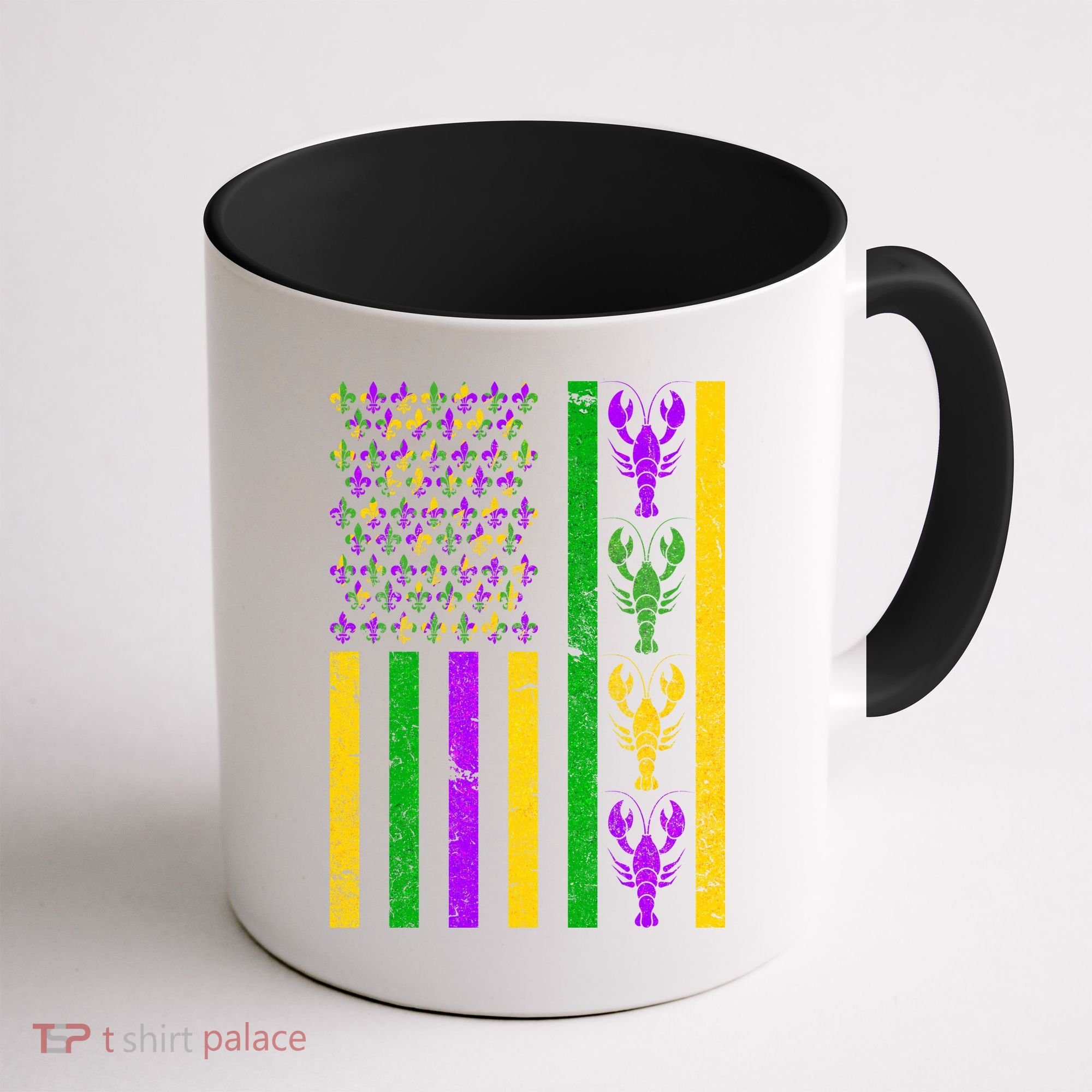 Crawfish Fleur-De-Lis Flag Mardi Gras Coffee Mug