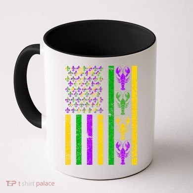 Crawfish Fleur-De-Lis Flag Mardi Gras Coffee Mug