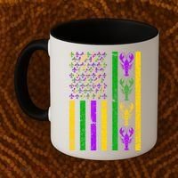 Crawfish Fleur-De-Lis Flag Mardi Gras Coffee Mug thumb 2