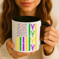 Crawfish Fleur-De-Lis Flag Mardi Gras Coffee Mug thumb 3