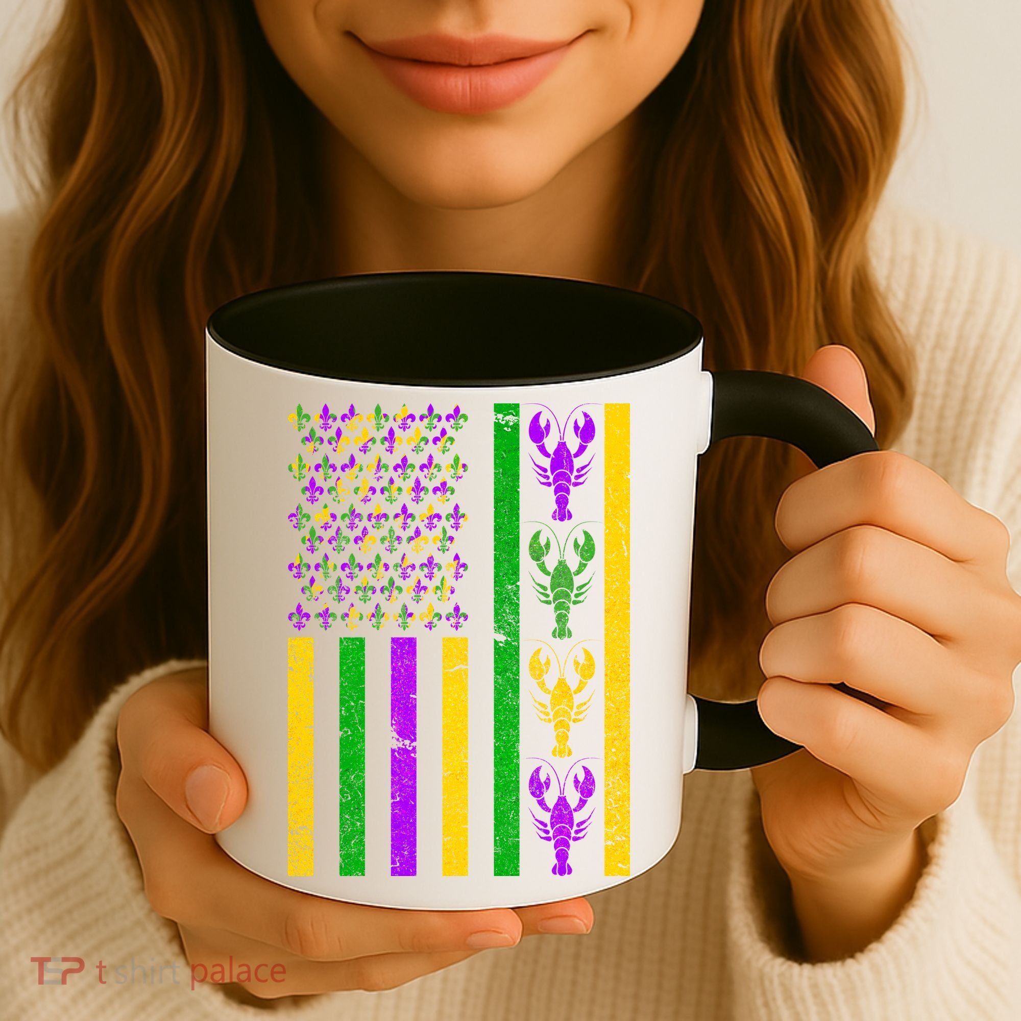 Crawfish Fleur-De-Lis Flag Mardi Gras Coffee Mug