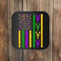 Crawfish Fleur-De-Lis Flag Mardi Gras Coaster thumb 0