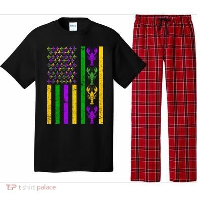Crawfish Fleur-De-Lis Flag Mardi Gras Pajama Set