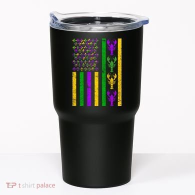 Crawfish Fleur-De-Lis Flag Mardi Gras Tumbler