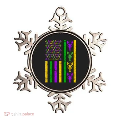 Crawfish Fleur-De-Lis Flag Mardi Gras Ornament