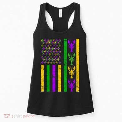 Crawfish Fleur-De-Lis Flag Mardi Gras Women's Tank Top