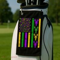 Crawfish Fleur-De-Lis Flag Mardi Gras Golf Towel thumb 2