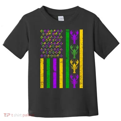 Crawfish Fleur-De-Lis Flag Mardi Gras Toddler T-Shirt