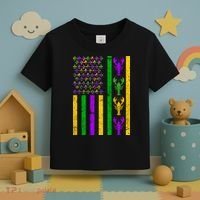 Crawfish Fleur-De-Lis Flag Mardi Gras Toddler T-Shirt thumb 3