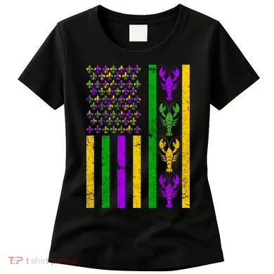Crawfish Fleur-De-Lis Flag Mardi Gras Women's T-Shirt