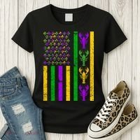 Crawfish Fleur-De-Lis Flag Mardi Gras Women's T-Shirt thumb 3