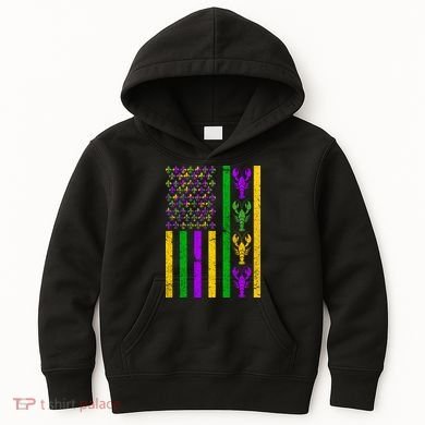 Crawfish Fleur-De-Lis Flag Mardi Gras Kids Hoodie