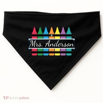 Crayon Customized Teacher Custom Personalize Name USA-Made Doggie Bandana