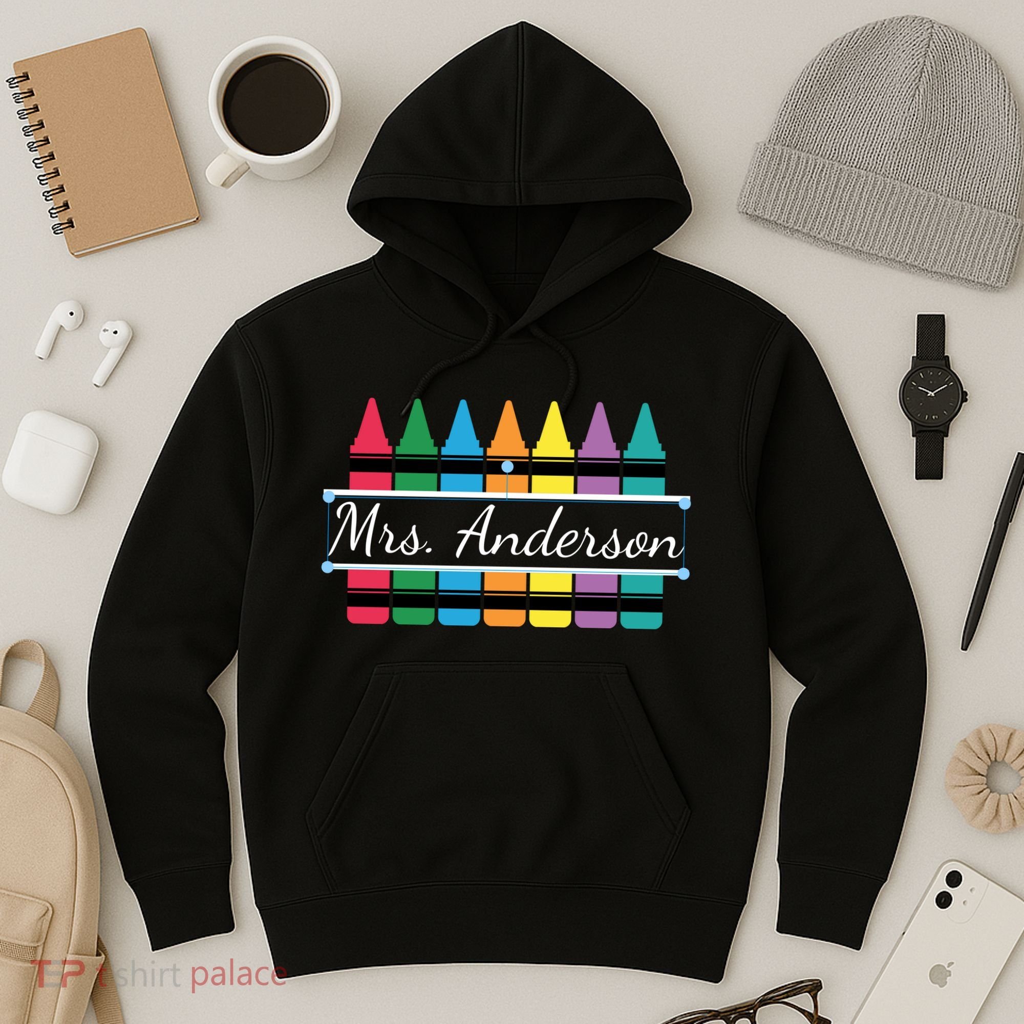 Crayon Customized Teacher Custom Personalize Name Hoodie