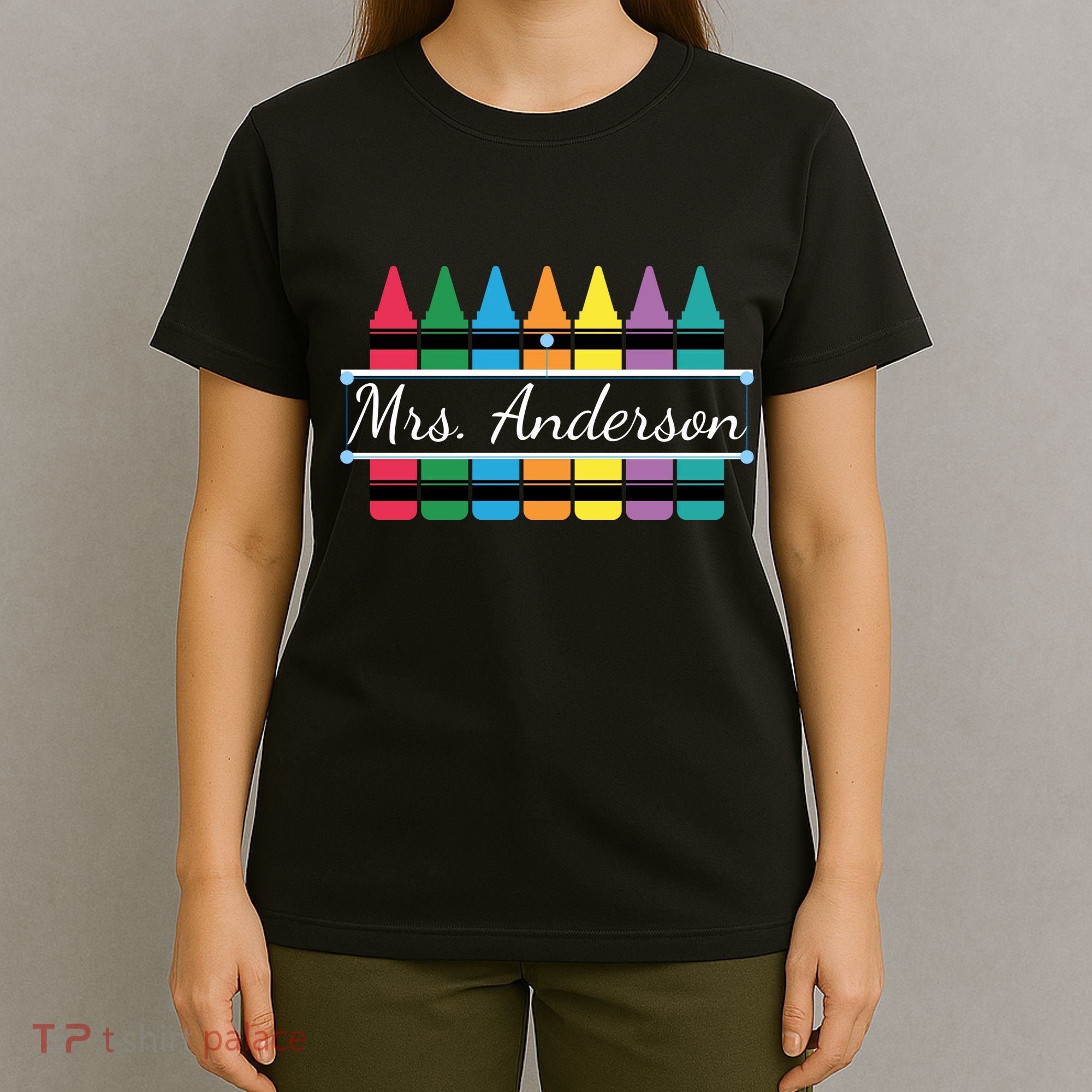 Crayon Customized Teacher Custom Personalize Name T-Shirt