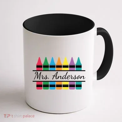 Crayon Customized Teacher Custom Personalize Name Coffee Mug back
