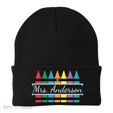 Crayon Customized Teacher Custom Personalize Name Beanie