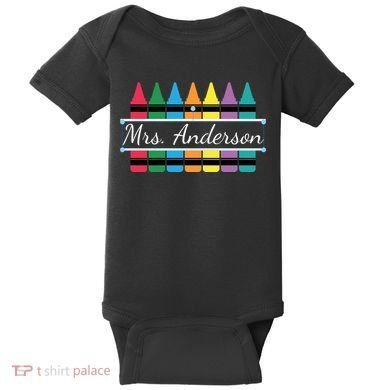 Crayon Customized Teacher Custom Personalize Name Baby Bodysuit