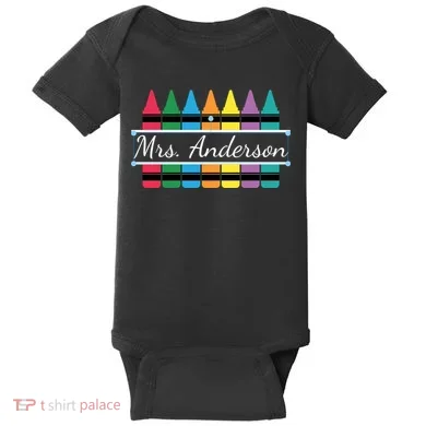Crayon Customized Teacher Custom Personalize Name Baby Bodysuit