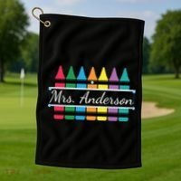 Crayon Customized Teacher Custom Personalize Name Golf Towel thumb 1