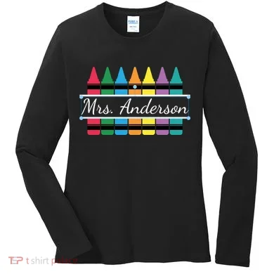 Crayon Customized Teacher Custom Personalize Name Women's Long Sleeve Shirt