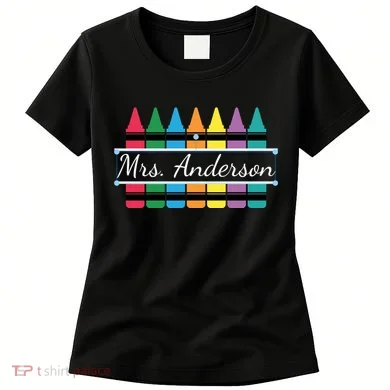 Crayon Customized Teacher Custom Personalize Name Women's T-Shirt