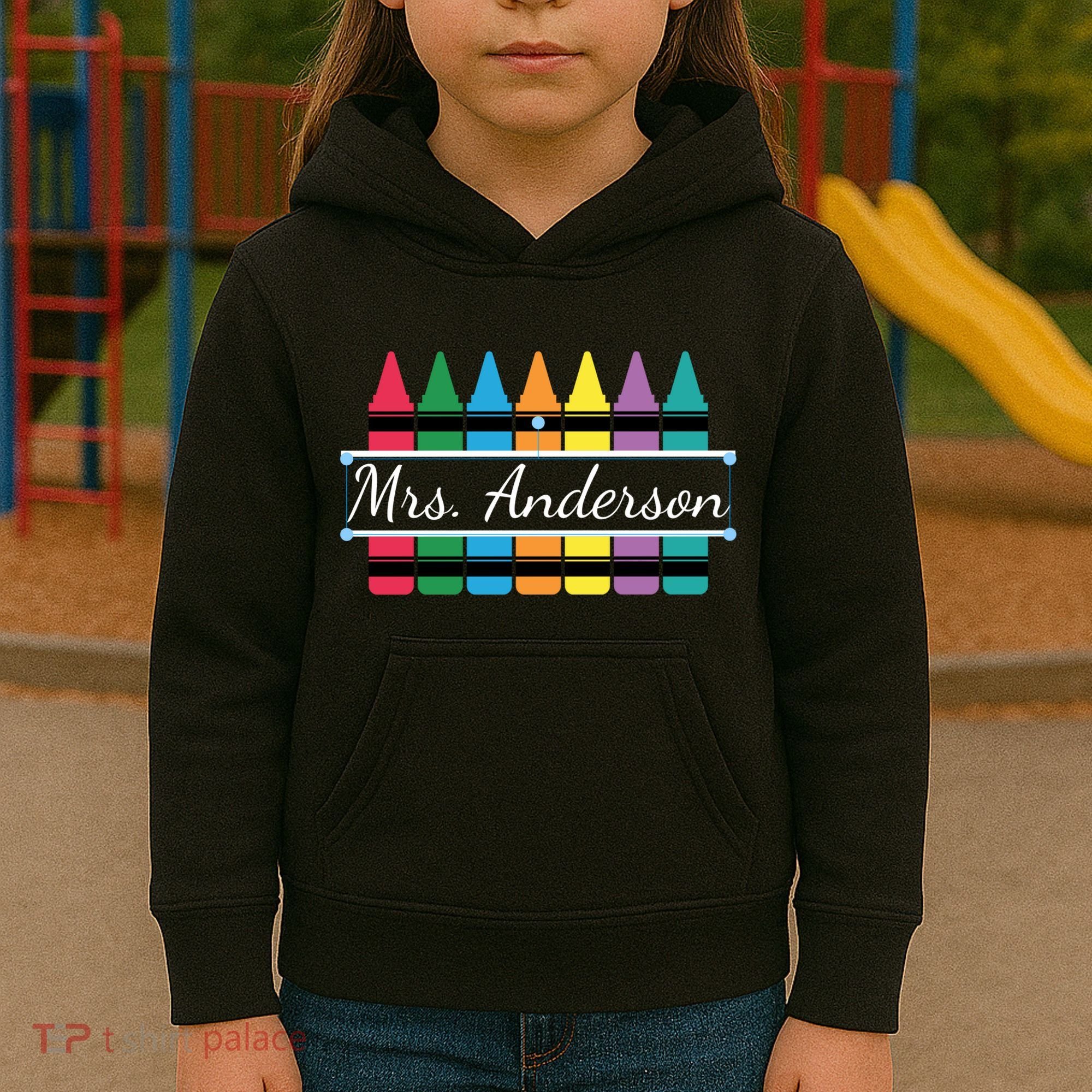 Crayon Customized Teacher Custom Personalize Name Kids Hoodie