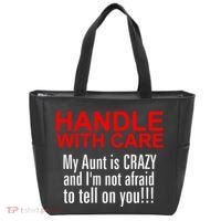 Crazy Aunt - Handle With Care Funny Tote Bag thumb 0