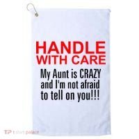 Crazy Aunt - Handle With Care Funny Golf Towel thumb 0