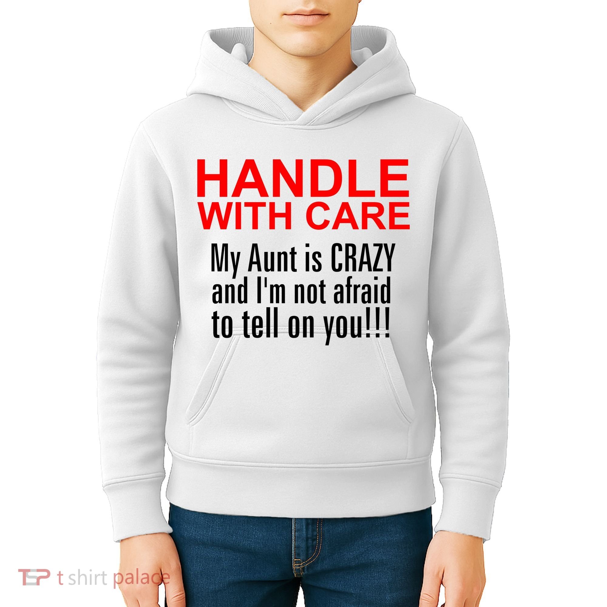 Crazy Aunt - Handle With Care Funny Kids Hoodie