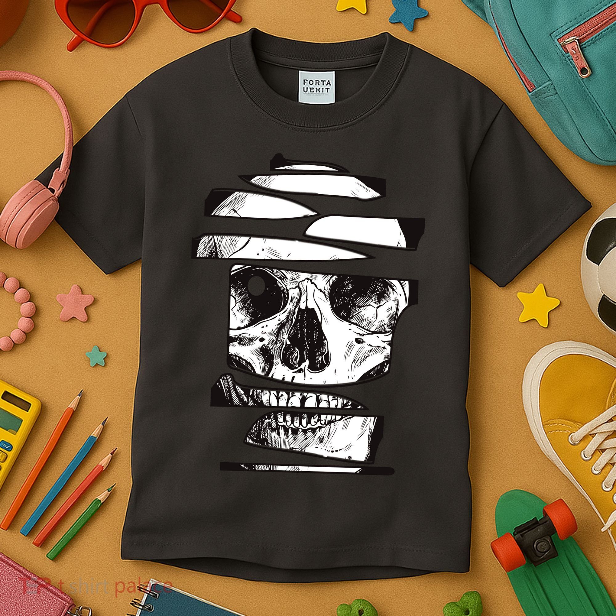 Crazy Broken Skull Kids T-Shirt
