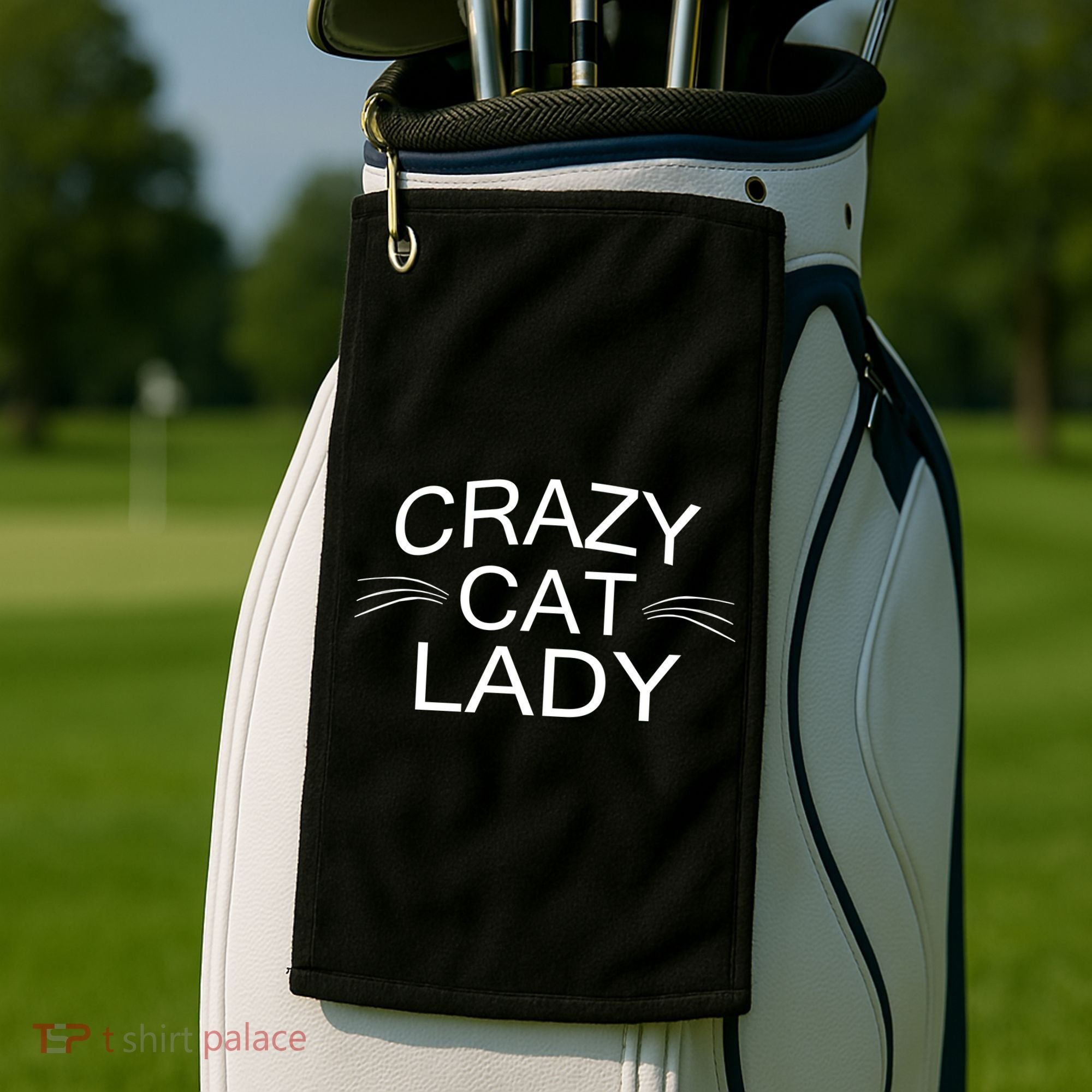 Crazy Cat Lady Whiskers Golf Towel