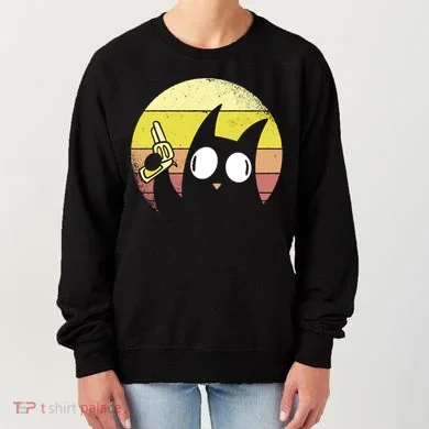 Crazy Cat Retro Sunset Women's Sweatshirt