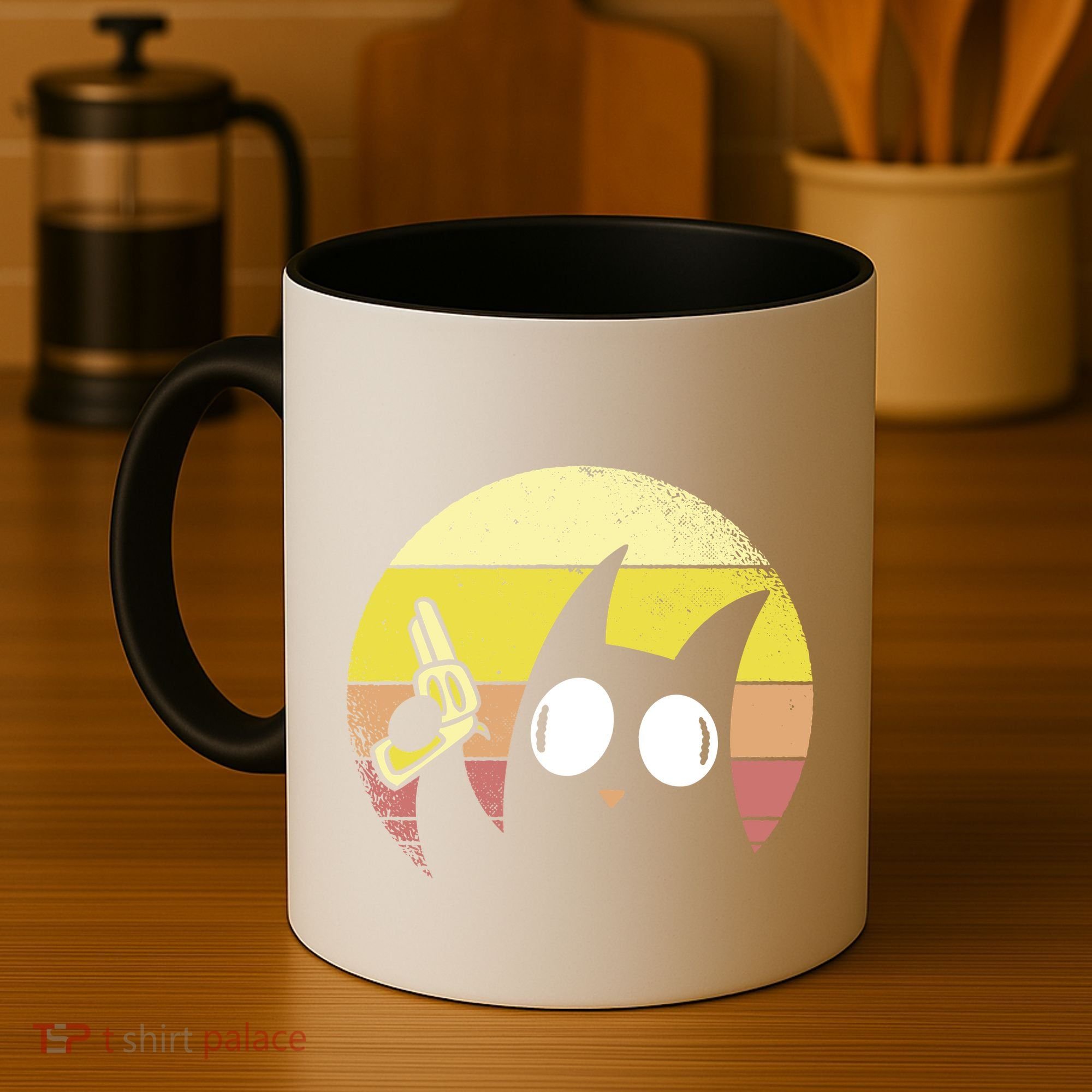Crazy Cat Retro Sunset Coffee Mug